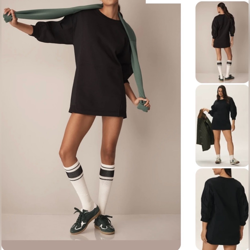 ANTHROPOLOGIE DAILY PRACTICE LONG SLEEVE RELAXED MINI DRESS BLACK SIZE M NWT - Picture 3 of 15